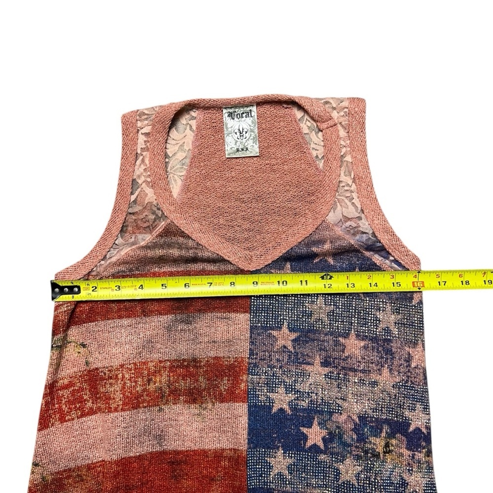 Y2K Vocal Tank Top Women’s M Made In USA Rhinestone Lace 2000s - Picture 6 of 7